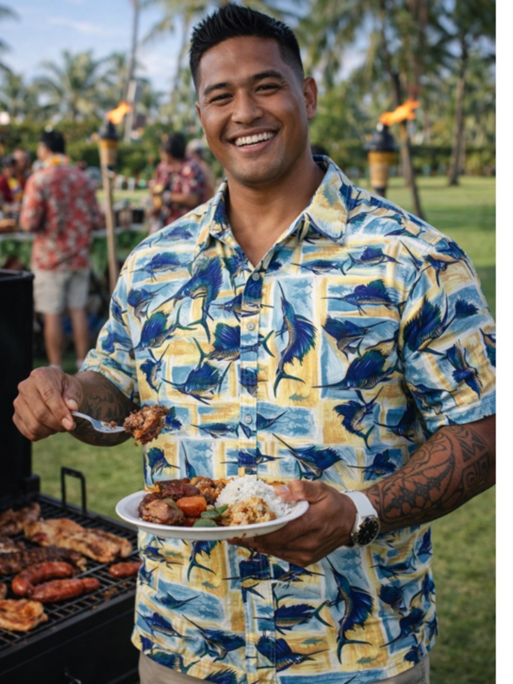 Kahala Sport Fishing Marlin Button Down Collar Short Sleeve Shirt